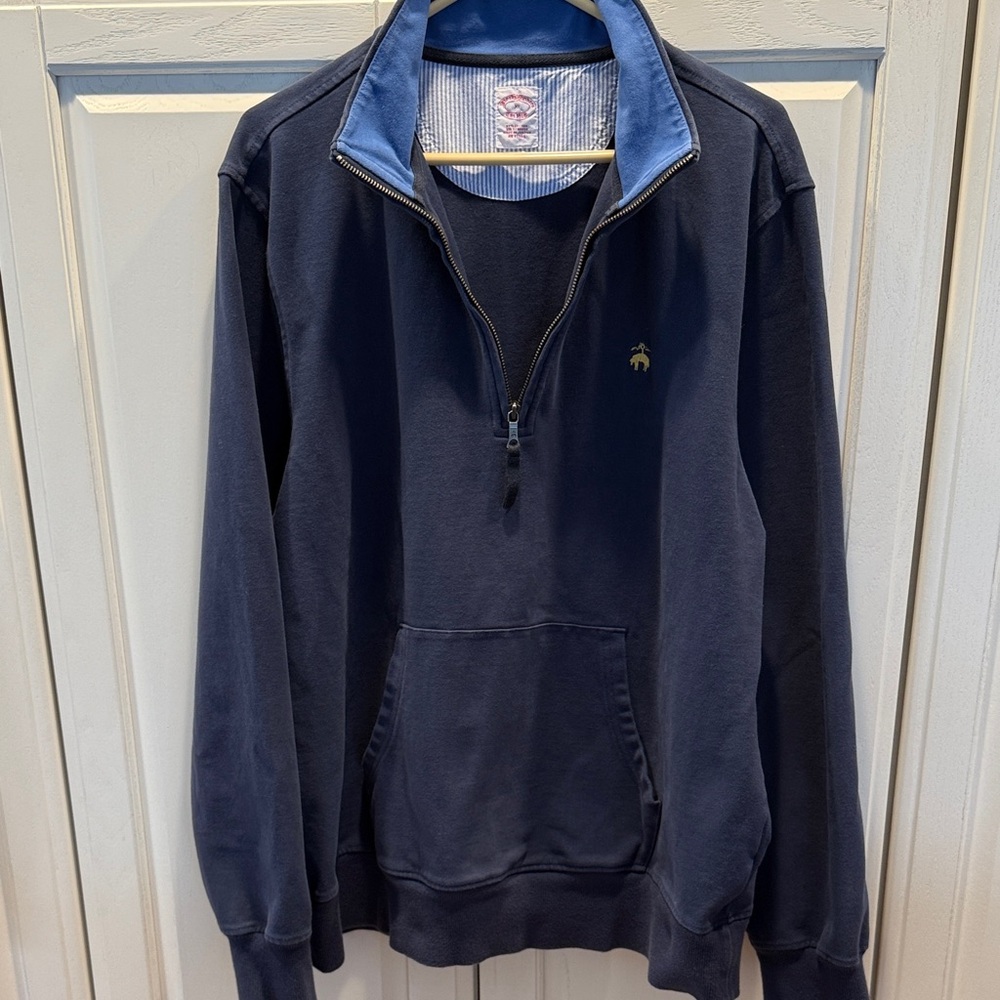 Brooks Brothers Dark slate faded washed look Blue 1/4 Zip-Up Sweatshirt